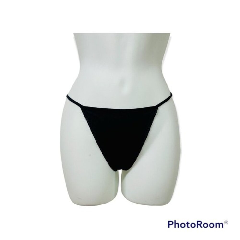 Vintage Victoria’s Secret SEXY LIttle Thing Low Rise v-String S SATIN Black
